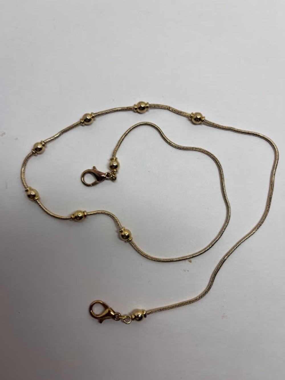 Vintage GP Pocket Watch 19" Chain with Beads and Double Lobster Claw Clasps